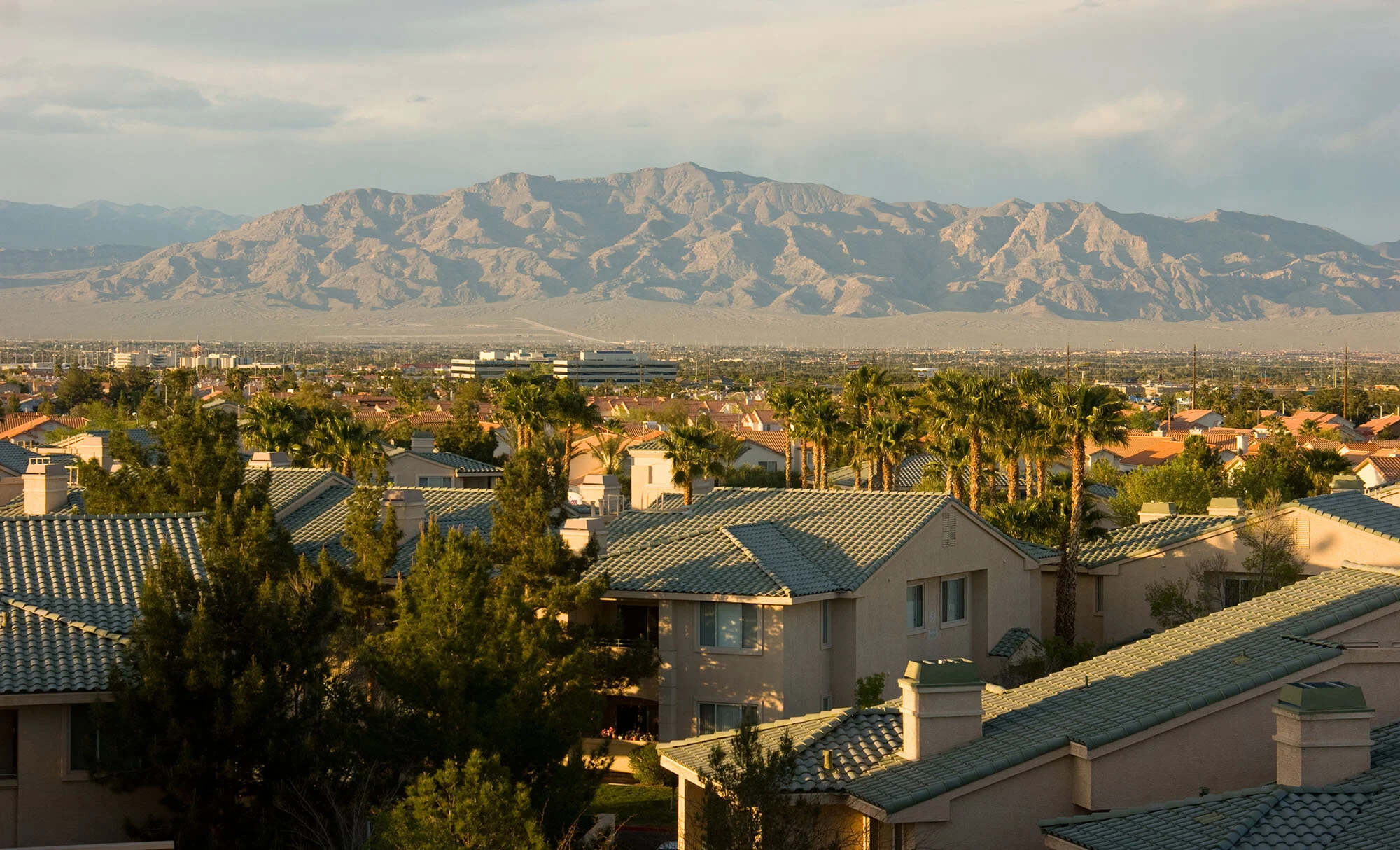 The Las Vegas valley skyline at dusk